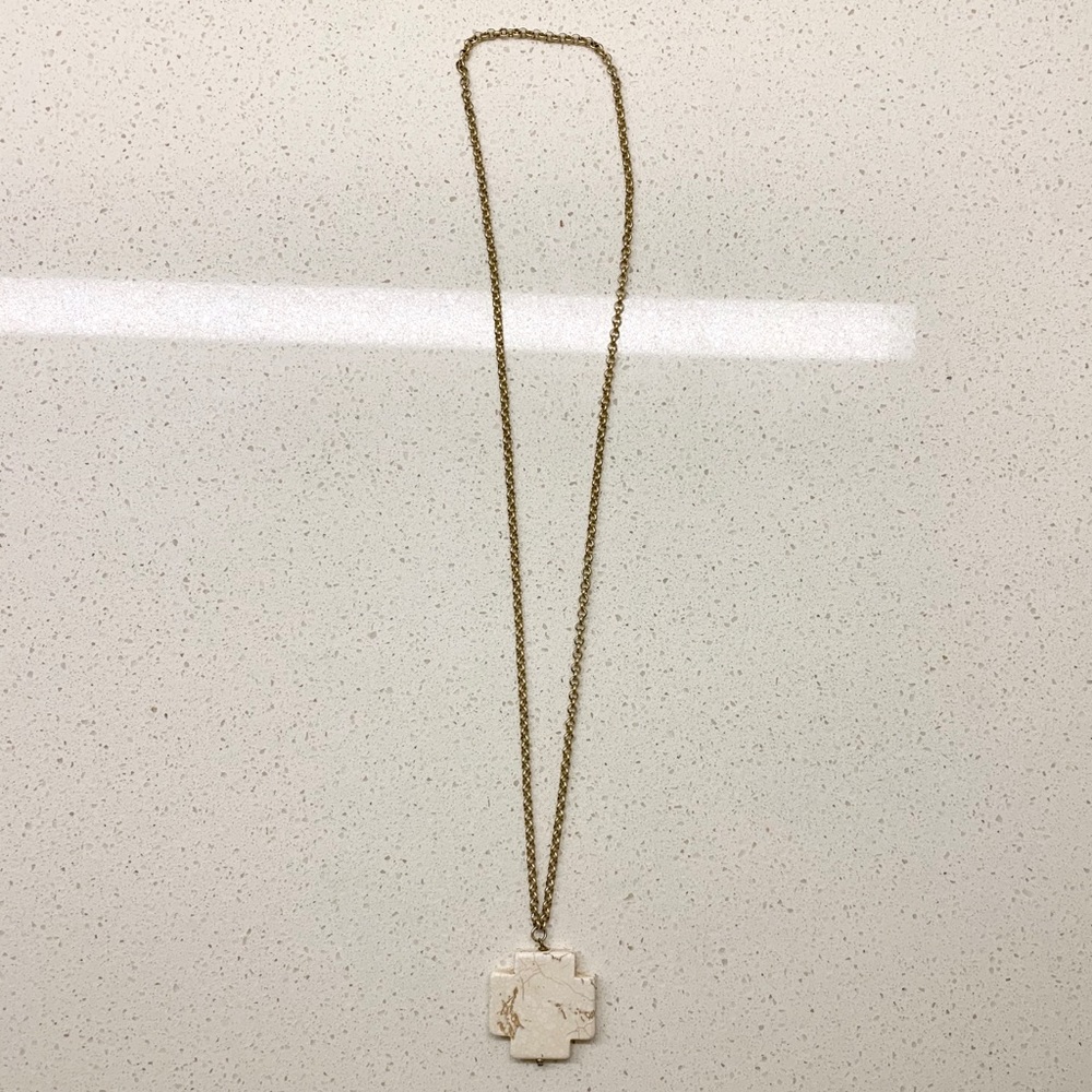 Dotted Tusk Cross Necklace